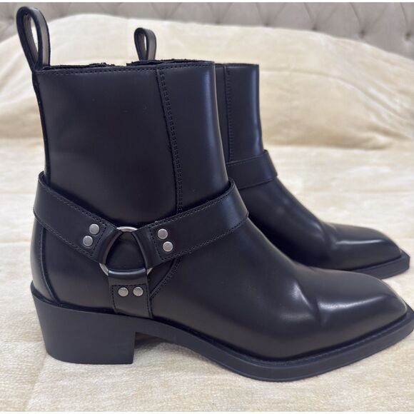Zara Black Leather Boots Mens Size 9 main image 7